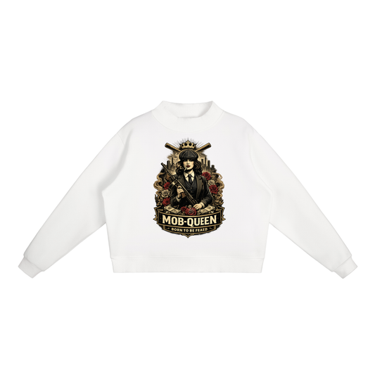 Women's Fleece Mock-Neck Crew Sweatshirt - MobsterNation