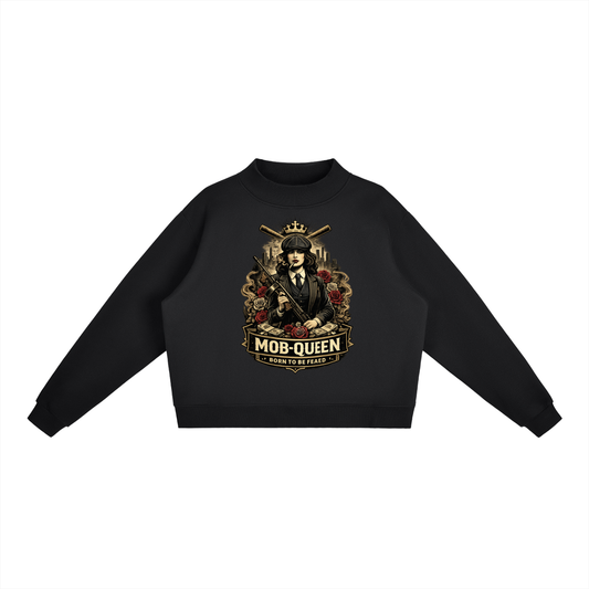 Women's Fleece Mock-Neck Crew Sweatshirt - MobsterNation