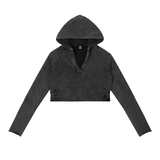 Women's Plain Vintage Hoodie - Stylish Vintage Washed Raw Edge Hoodie for Women